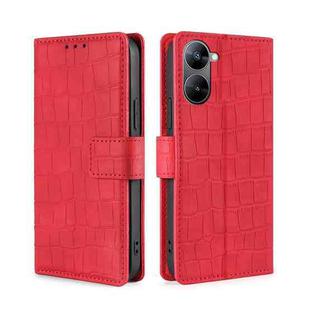 For Realme V30 5G / V30T Skin Feel Crocodile Magnetic Clasp Leather Phone Case(Red)