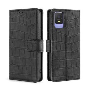 For TCL 403 Skin Feel Crocodile Magnetic Clasp Leather Phone Case(Black)