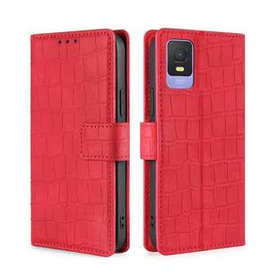 For TCL 403 Skin Feel Crocodile Magnetic Clasp Leather Phone Case(Red)