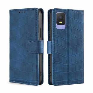 For TCL 403 Skin Feel Crocodile Magnetic Clasp Leather Phone Case(Blue)