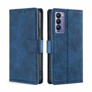 For Tecno Camon 18 / 18P Skin Feel Crocodile Magnetic Clasp Leather Phone Case(Blue)
