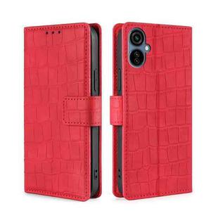 For Tecno Camon 19 Neo Skin Feel Crocodile Magnetic Clasp Leather Phone Case(Red)