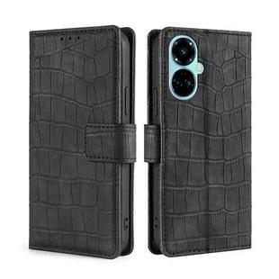 For Tecno Camon 19 / 19 Pro Skin Feel Crocodile Magnetic Clasp Leather Phone Case(Black)