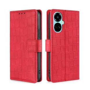 For Tecno Camon 19 / 19 Pro Skin Feel Crocodile Magnetic Clasp Leather Phone Case(Red)