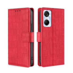 For Tecno Pop 6 Pro Skin Feel Crocodile Magnetic Clasp Leather Phone Case(Red)
