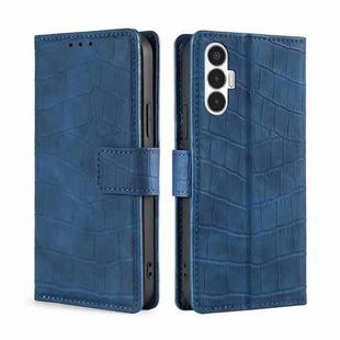 For Tecno Pova 3 Skin Feel Crocodile Magnetic Clasp Leather Phone Case(Blue)