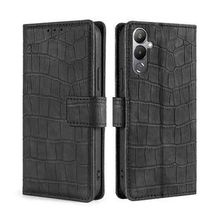 For Tecno Pova 4 Skin Feel Crocodile Magnetic Clasp Leather Phone Case(Black)