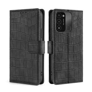 For Tecno Spark 8C Skin Feel Crocodile Magnetic Clasp Leather Phone Case(Black)