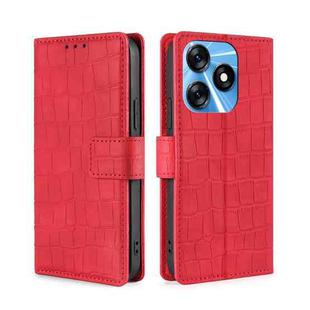 For Tecno Spark 10 4G Skin Feel Crocodile Magnetic Clasp Leather Phone Case(Red)