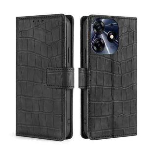 For Tecno Spark 10 Pro Skin Feel Crocodile Magnetic Clasp Leather Phone Case(Black)