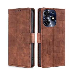 For Tecno Spark 10 Pro Skin Feel Crocodile Magnetic Clasp Leather Phone Case(Brown)