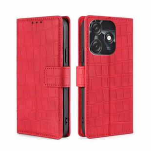 For Tecno Spark 10C Skin Feel Crocodile Magnetic Clasp Leather Phone Case(Red)