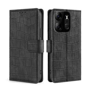 For Tecno Spark Go 2023 Skin Feel Crocodile Magnetic Clasp Leather Phone Case(Black)