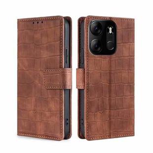 For Tecno Spark Go 2023 Skin Feel Crocodile Magnetic Clasp Leather Phone Case(Brown)