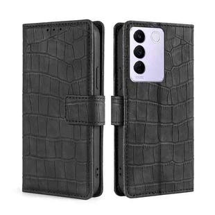 For vivo S16e Skin Feel Crocodile Magnetic Clasp Leather Phone Case(Black)