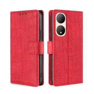 For vivo Y100 5G Skin Feel Crocodile Magnetic Clasp Leather Phone Case(Red)