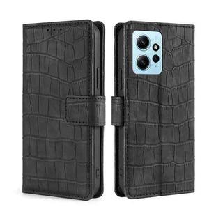 For Xiaomi Redmi Note 12 4G Global Skin Feel Crocodile Magnetic Clasp Leather Phone Case(Black)