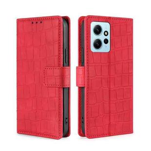 For Xiaomi Redmi Note 12 4G Global Skin Feel Crocodile Magnetic Clasp Leather Phone Case(Red)