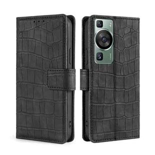 For Huawei P60 / P60 Pro Skin Feel Crocodile Magnetic Clasp Leather Phone Case(Black)