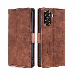 For Huawei Enjoy 60 Skin Feel Crocodile Magnetic Clasp Leather Phone Case(Brown)