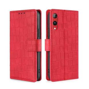 For Rakuten Hand 4G Skin Feel Crocodile Magnetic Clasp Leather Phone Case(Red)