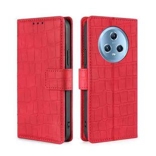 For Honor Magic5 Skin Feel Crocodile Magnetic Clasp Leather Phone Case(Red)