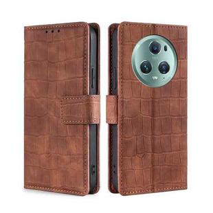 For Honor Magic5 Pro Skin Feel Crocodile Magnetic Clasp Leather Phone Case(Brown)