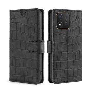 For Honor X5 4G Skin Feel Crocodile Magnetic Clasp Leather Phone Case(Black)