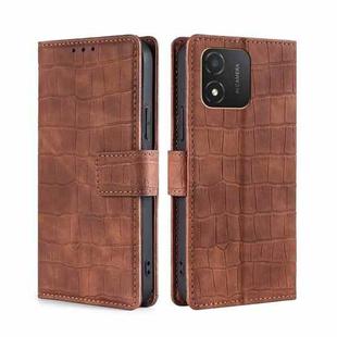 For Honor X5 4G Skin Feel Crocodile Magnetic Clasp Leather Phone Case(Brown)