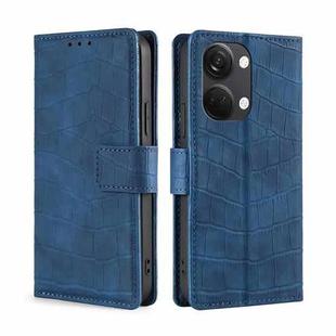 For OnePlus Ace 2V 5G Skin Feel Crocodile Magnetic Clasp Leather Phone Case(Blue)