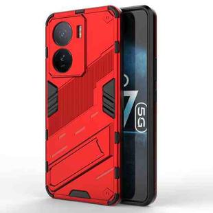 For vivo iQOO Z7 5G Global Punk Armor 2 in 1 PC + TPU Shockproof Phone Case with Invisible Holder(Red)