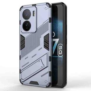 For vivo iQOO Z7 5G Global Punk Armor 2 in 1 PC + TPU Shockproof Phone Case with Invisible Holder(Grey)