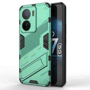 For vivo iQOO Z7 5G Global Punk Armor 2 in 1 PC + TPU Shockproof Phone Case with Invisible Holder(Green)