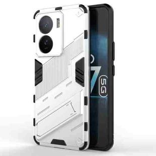 For vivo iQOO Z7 5G Global Punk Armor 2 in 1 PC + TPU Shockproof Phone Case with Invisible Holder(White)