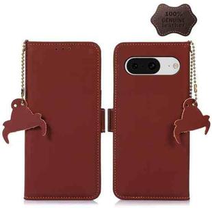 For Google Pixel 8 Genuine Leather Magnetic RFID Leather Phone Case(Coffee)