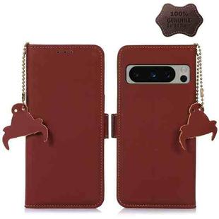 For Google Pixel 8 Pro Genuine Leather Magnetic RFID Leather Phone Case(Coffee)