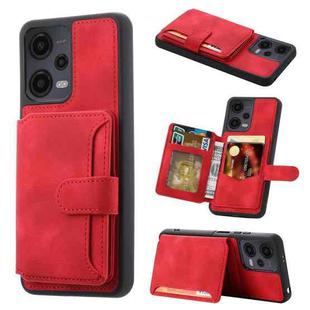 For Xiaomi Redmi Note 12 5G Global & India / Poco X5 Skin Feel Dream RFID Anti-theft PU Card Bag Phone Case(Red)
