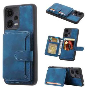 For Xiaomi Redmi Note 12 5G Global & India / Poco X5 Skin Feel Dream RFID Anti-theft PU Card Bag Phone Case(Peacock Blue)