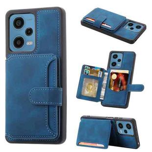 For Xiaomi Redmi Note 12 Pro 5G Global & India / Poco X5 Pro Skin Feel Dream RFID Anti-theft PU Card Bag Phone Case(Peacock Blue)