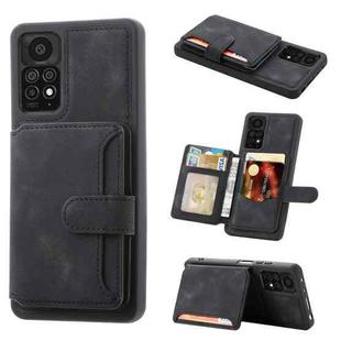 For Xiaomi Redmi Note 11S / Note 11 4G Global Skin Feel Dream RFID Anti-theft PU Card Bag Phone Case(Black)