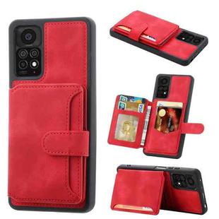 For Xiaomi Redmi Note 11S / Note 11 4G Global Skin Feel Dream RFID Anti-theft PU Card Bag Phone Case(Red)