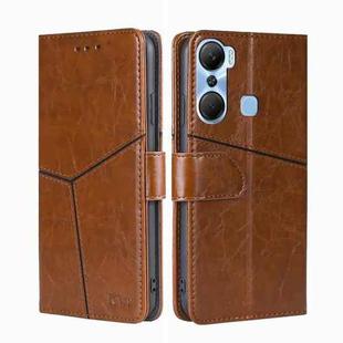 For Infinix Hot 12 Pro Geometric Stitching Flip Leather Phone Case(Light Brown)