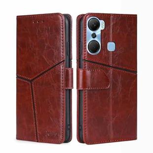 For Infinix Hot 12 Pro Geometric Stitching Flip Leather Phone Case(Dark Brown)