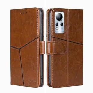 For Infinix Note 11 Geometric Stitching Flip Leather Phone Case(Light Brown)