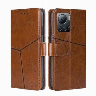 For Infinix Note 12 VIP Geometric Stitching Flip Leather Phone Case(Light Brown)