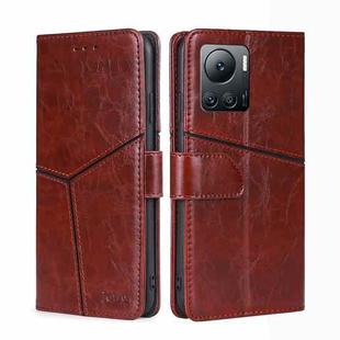 For Infinix Note 12 VIP Geometric Stitching Flip Leather Phone Case(Dark Brown)