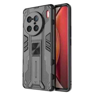 For vivo X90 Pro+ 5G Supersonic PC + TPU Shock-proof Protective Phone Case with Holder(Black)