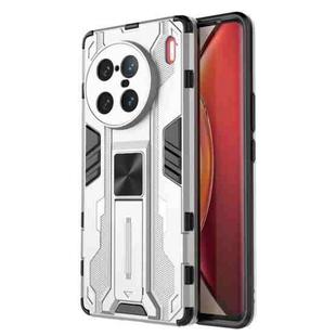 For vivo X90 Pro+ 5G Supersonic PC + TPU Shock-proof Protective Phone Case with Holder(Silver)