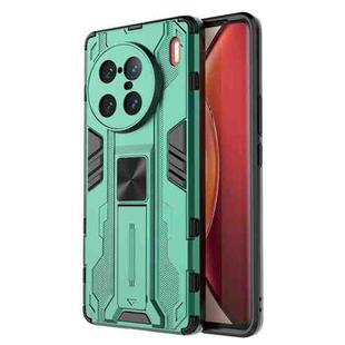 For vivo X90 Pro+ 5G Supersonic PC + TPU Shock-proof Protective Phone Case with Holder(Green)