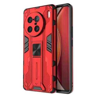 For vivo X90 Pro+ 5G Supersonic PC + TPU Shock-proof Protective Phone Case with Holder(Red)